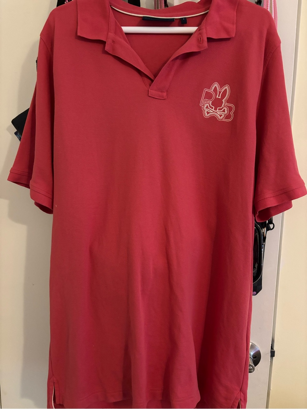 Psycho Bunny Red Short-Sleeve Polo with Embroidered Bunny Logo